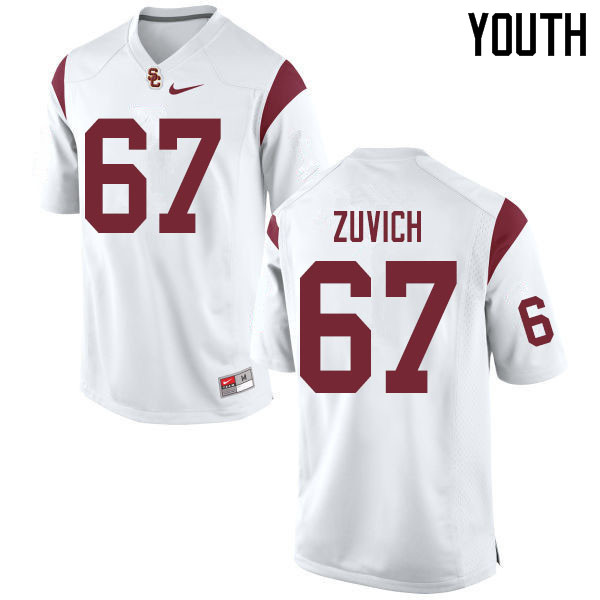 Youth #67 Mark Zuvich USC Trojans College Football Jerseys Sale-White